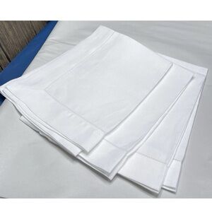 $248 Sferra Classico 100% Pure Linen Set of 8 White Placemats 13x19”